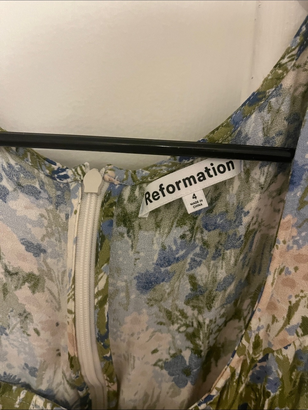Reformation Green, Blue & Cream Floral Slip Dress - Picture 3 of 3